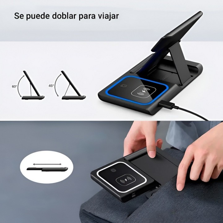 Cargador Inalambrico 3 En 1 Estacion Celular Reloj Audifono