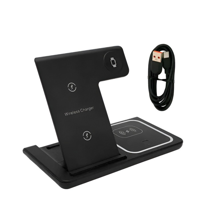 Cargador Inalambrico 3 En 1 Estacion Celular Reloj Audifono