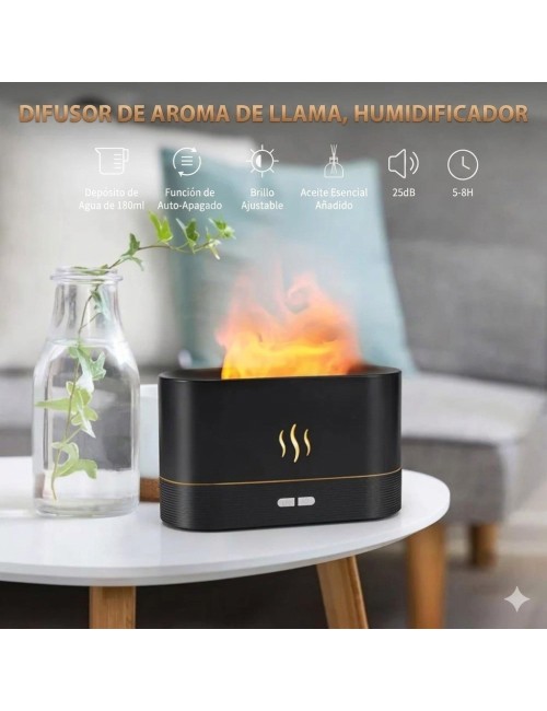 Difusor Humidificador Aromas Efecto Llama Chimenea 180ml