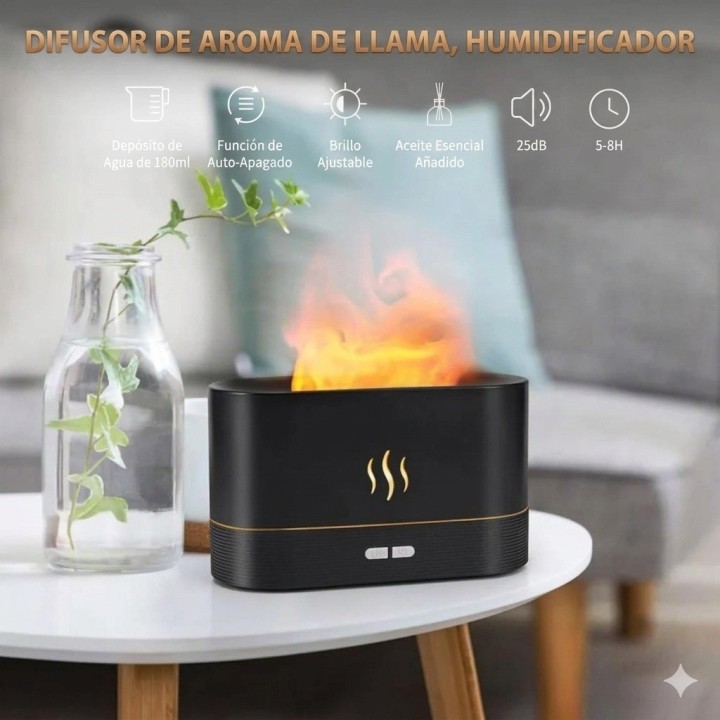 Difusor Humidificador Aromas Efecto Llama Chimenea 180ml