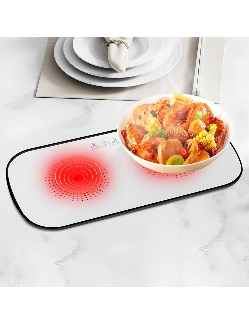 Bandeja Calienta Platos Eléctrica Vidrio Templado 32w