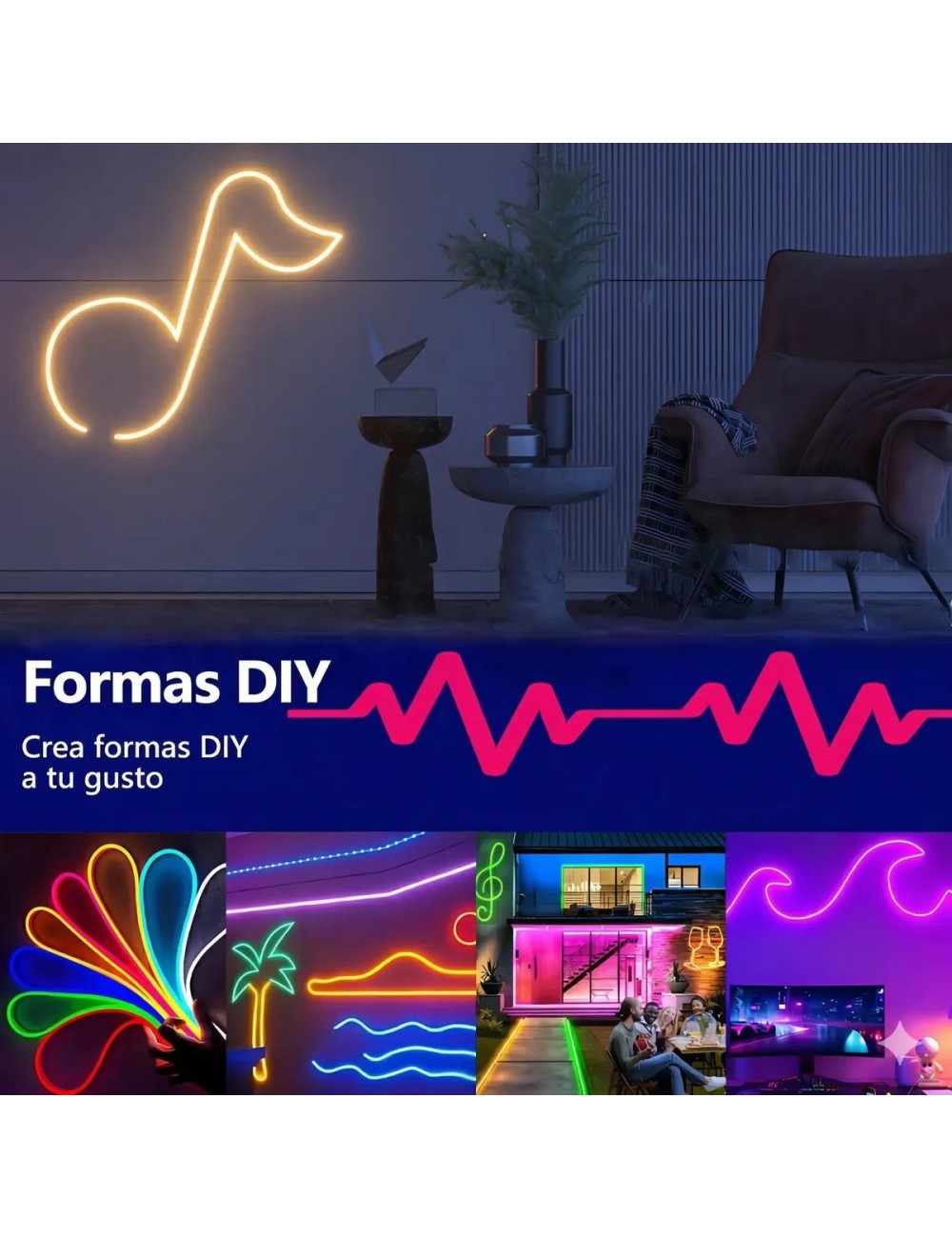 Cinta Neón Led Inteligente Bluetooth App Control Remoto 10m