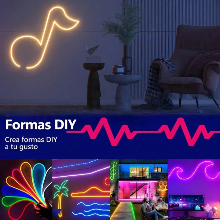 Cinta Neón Led Inteligente Bluetooth App Control Remoto 10m