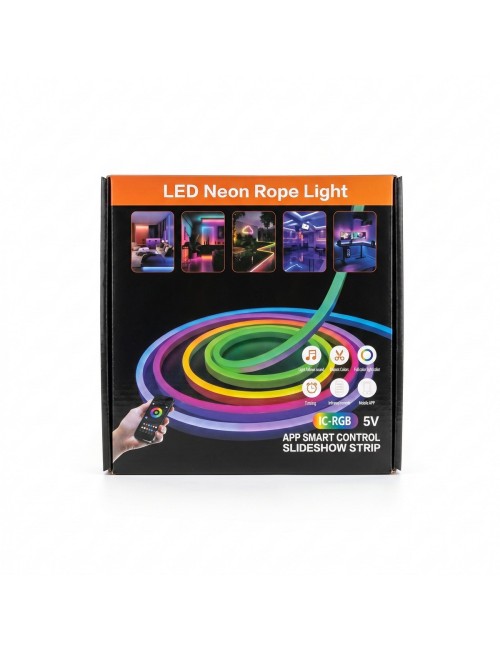 Cinta Neón Led Inteligente Bluetooth App Y Control Remoto 5m