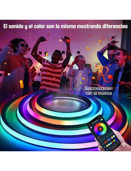 Cinta Neón Led Inteligente Bluetooth App Y Control Remoto 5m