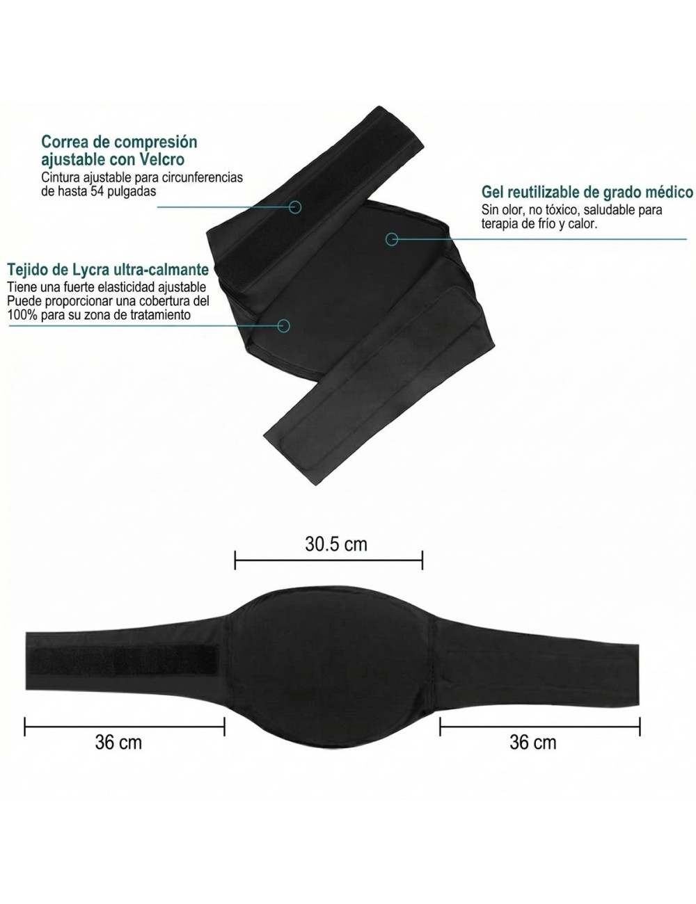 Faja De Gel Terapia Frío Calor Alivio Dolor Lumbar Ajustable