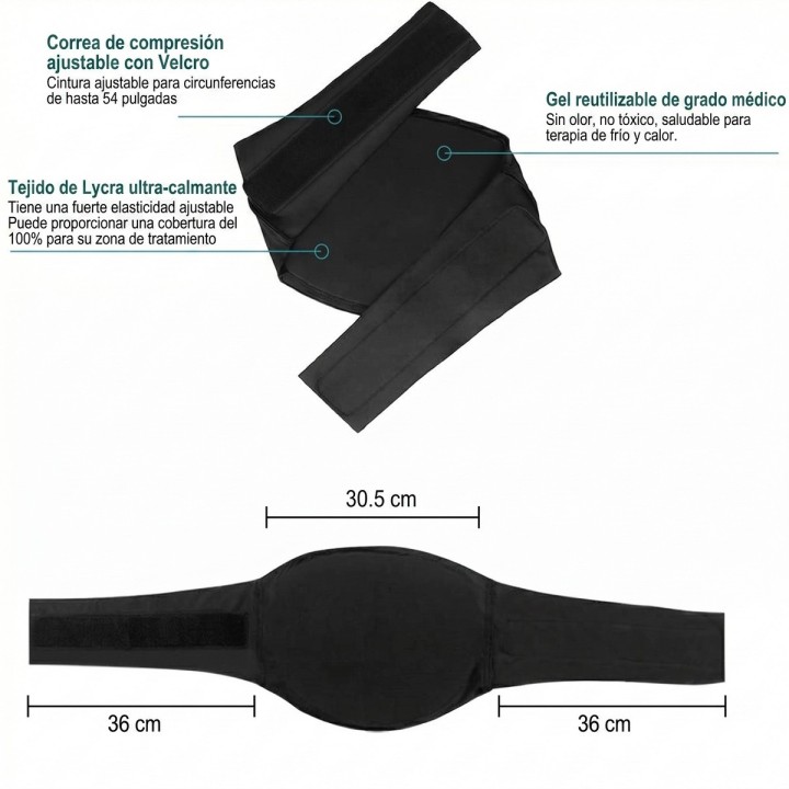 Faja De Gel Terapia Frío Calor Alivio Dolor Lumbar Ajustable