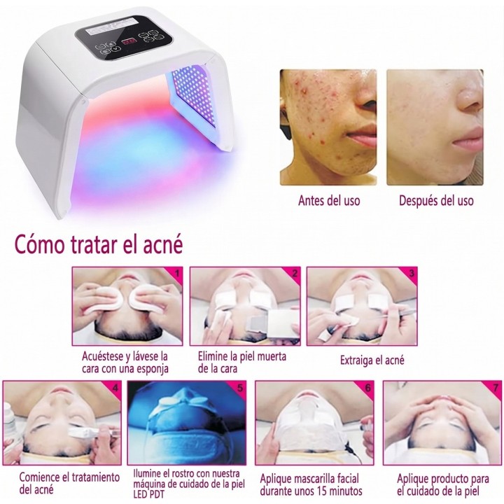 Lámpara Led Fototerapia Facial 7 Colores Pdt Cabina Estética