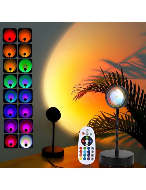 Lámpara Sunset Atardecer Led 16 Colores Con Control Remoto