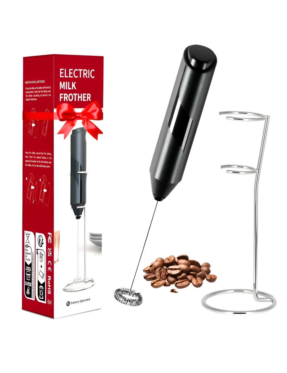 Mezclador Espumador Batidor De Leche Café Capuchino Con Base