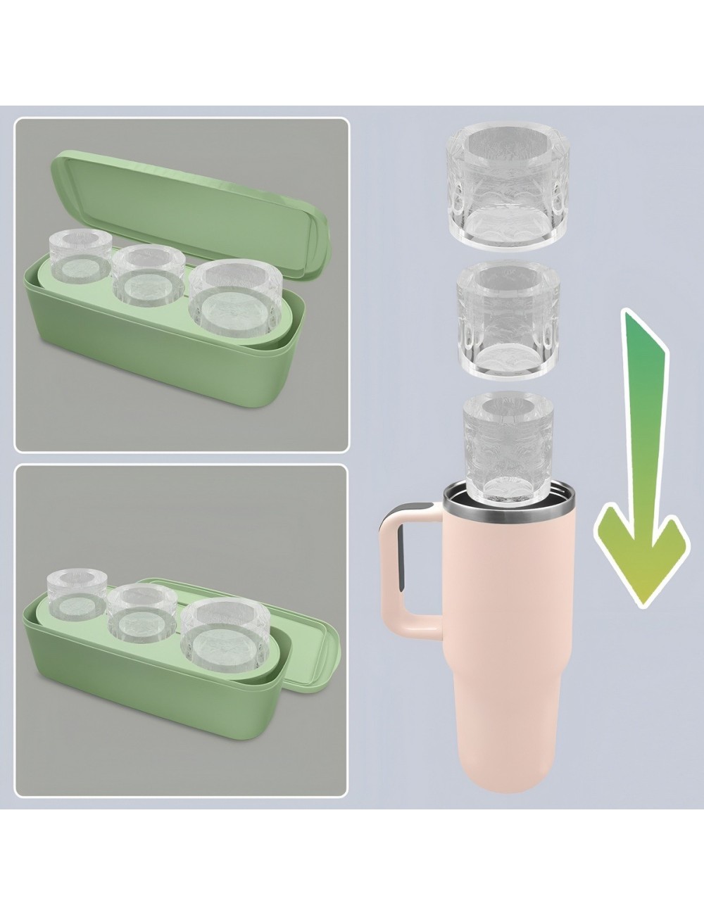 Molde Hielo Silicona Para Vasos Stanley 14 20 30oz Con Tapa