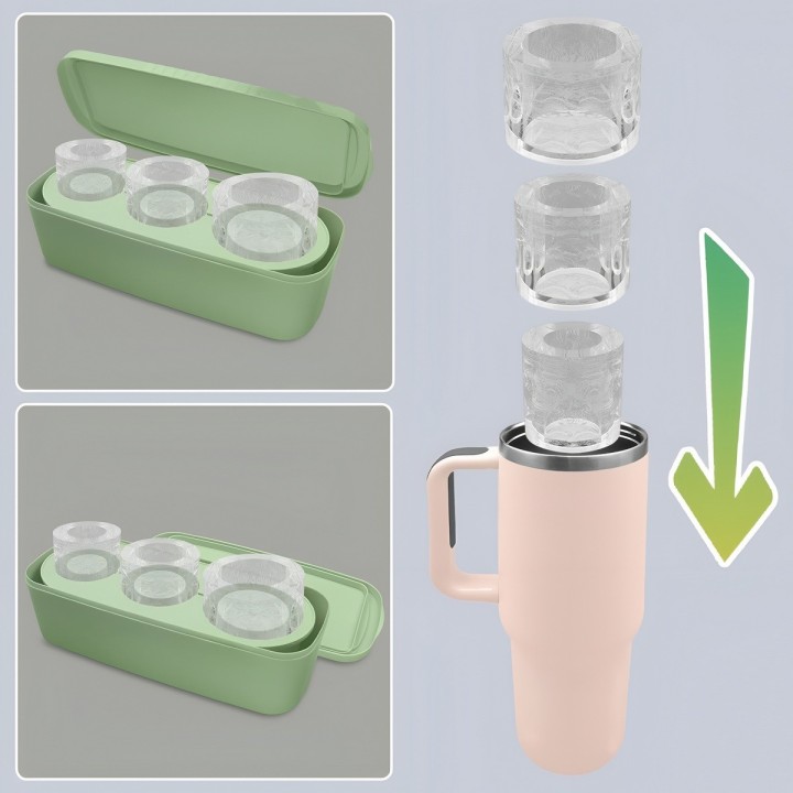 Molde Hielo Silicona Para Vasos Stanley 14 20 30oz Con Tapa