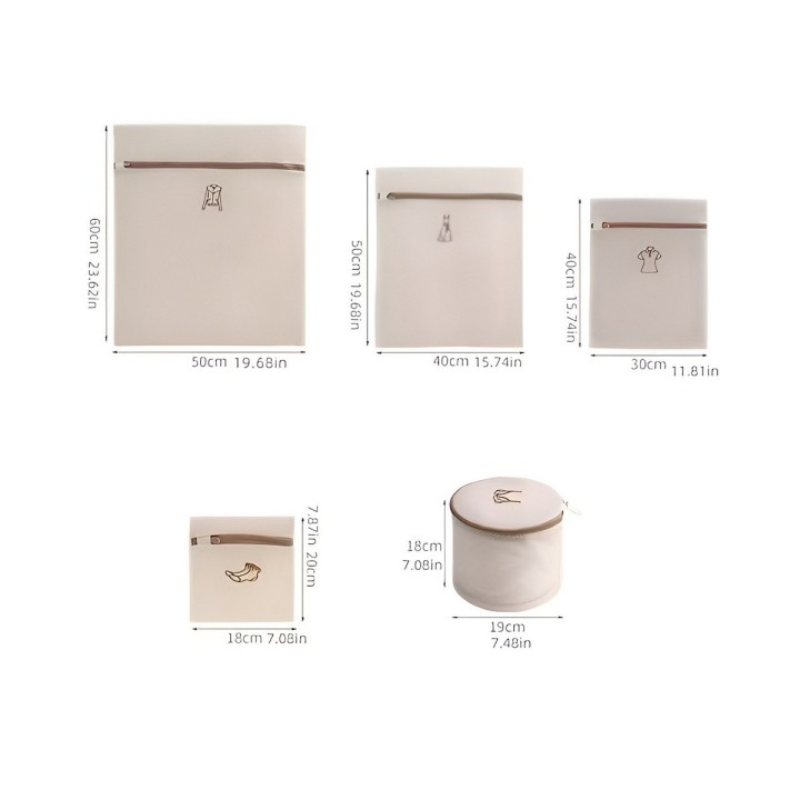Set 5 Bolsas Malla Lavandería Para Ropa Delicada Y Brasier