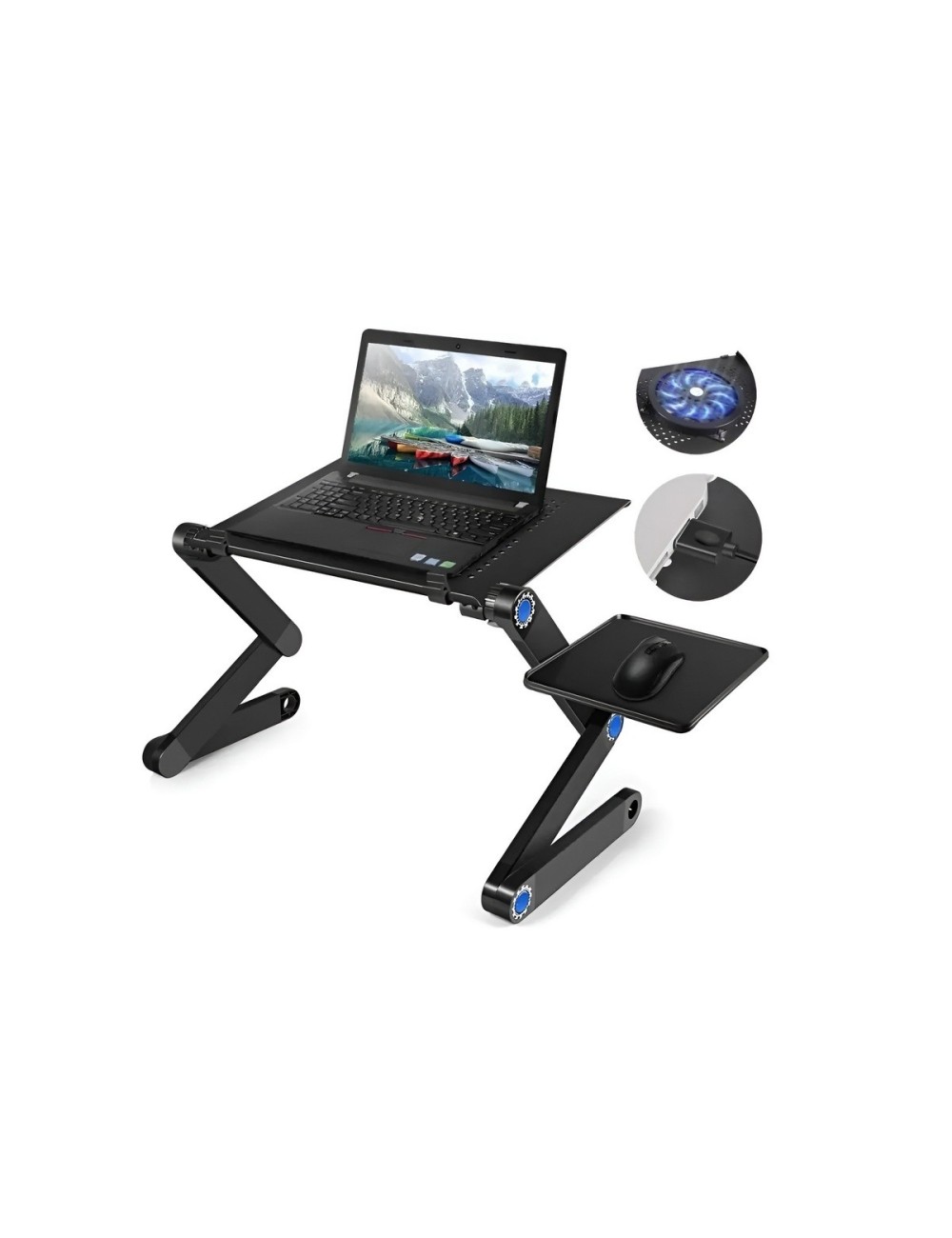 Soporte Plegable Notebook Cama Sofa Ventilador Y Mouse Pad