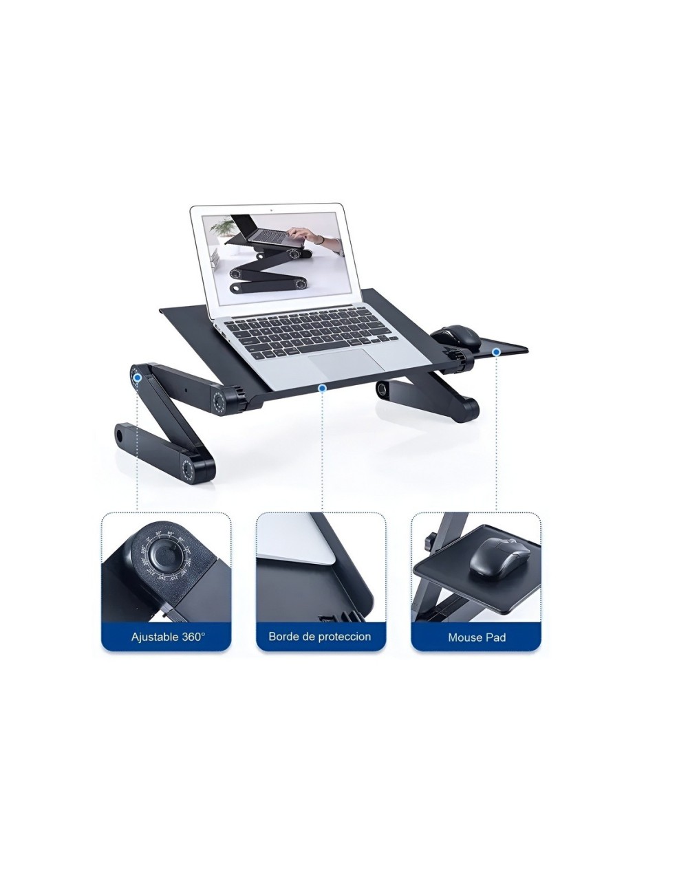 Soporte Plegable Notebook Cama Sofa Ventilador Y Mouse Pad