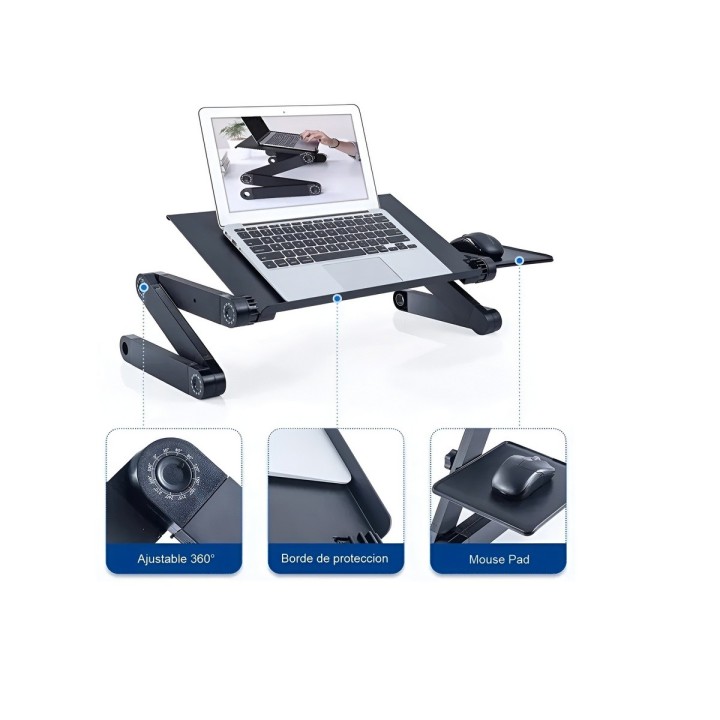 Soporte Plegable Notebook Cama Sofa Ventilador Y Mouse Pad