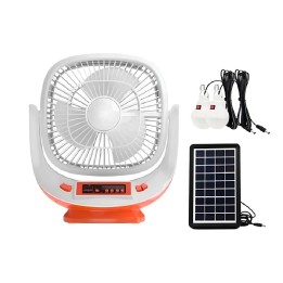 Ventilador Solar Recargable 8p Parlante Bluetooth Y Luces