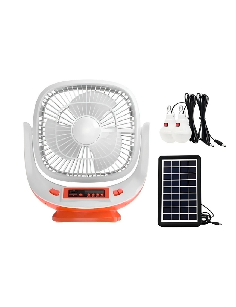 Ventilador Solar Recargable 8p Parlante Bluetooth Y Luces
