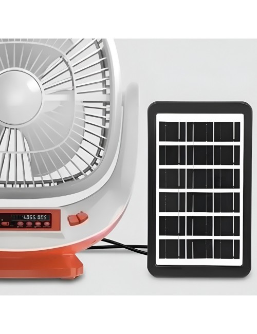 Ventilador Solar Recargable 8p Parlante Bluetooth Y Luces