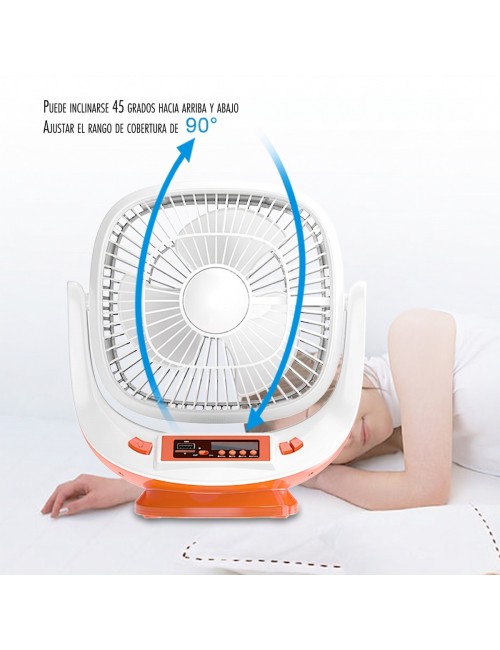 Ventilador Solar Recargable 8p Parlante Bluetooth Y Luces