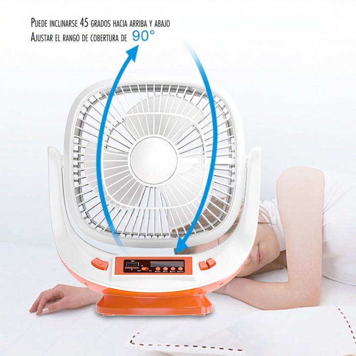 Ventilador Solar Recargable 8p Parlante Bluetooth Y Luces