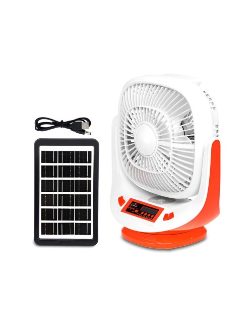 Ventilador Solar Recargable 8p Parlante Bluetooth Y Luces