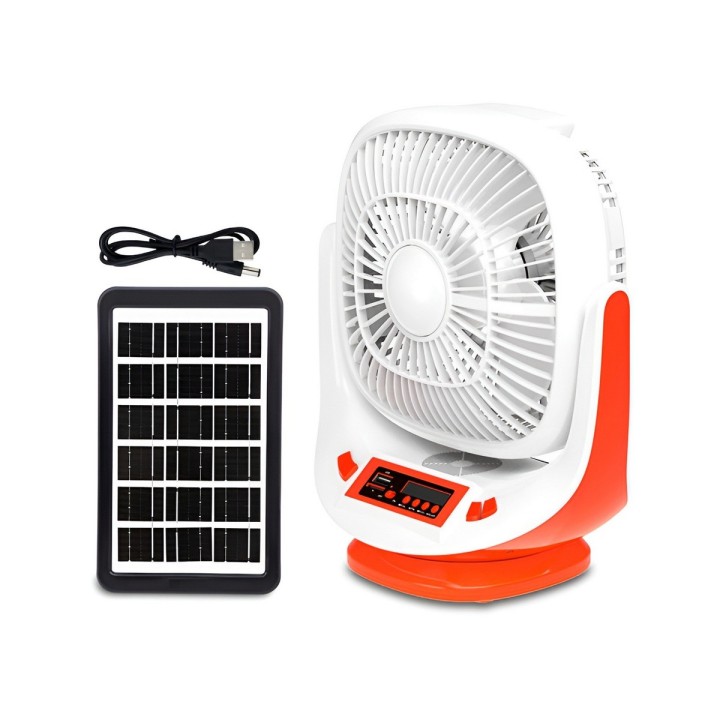 Ventilador Solar Recargable 8p Parlante Bluetooth Y Luces