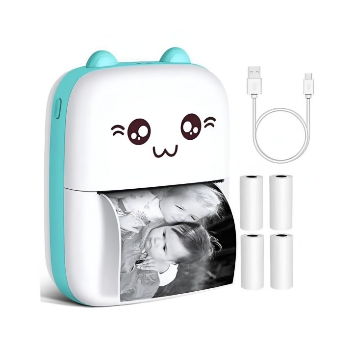 Mini Impresora Térmica Portátil Bluetooth Gato 10 Rollos