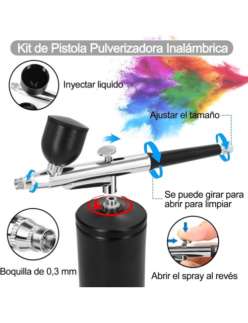 Aerógrafo Inalámbrico Portátil Recargable 32 Psi Multiusos