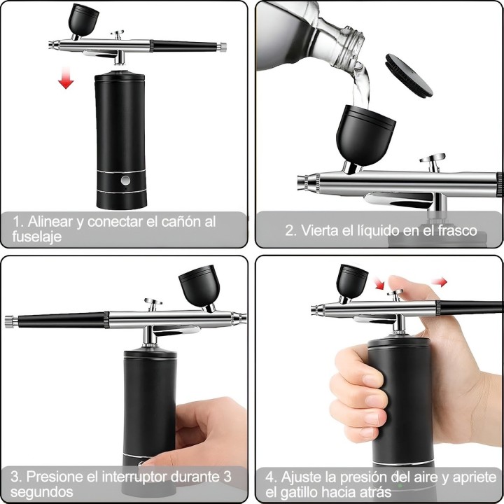 Aerógrafo Inalámbrico Portátil Recargable 32 Psi Multiusos