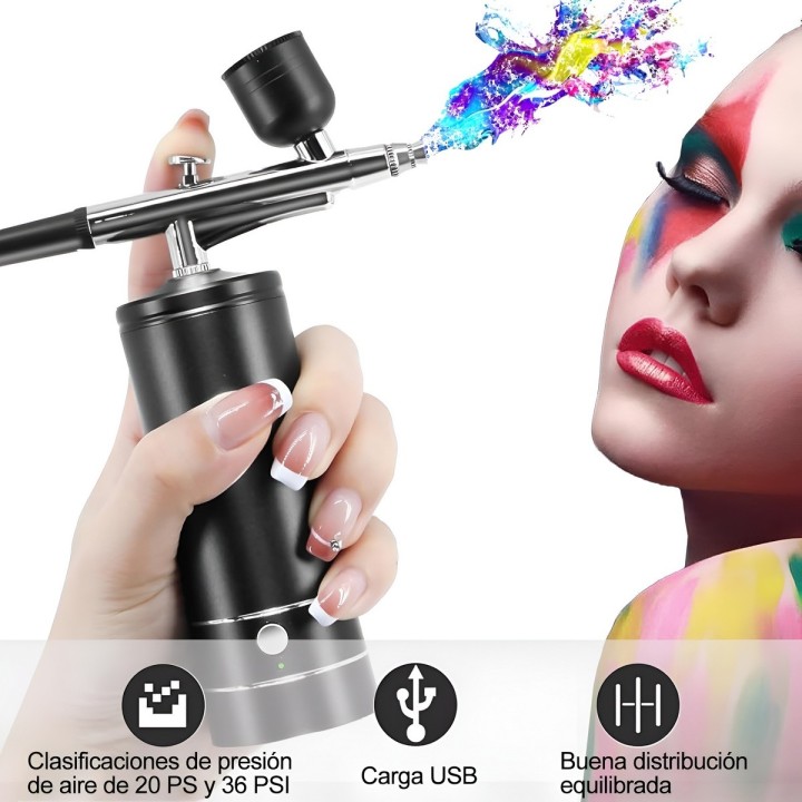 Aerógrafo Inalámbrico Portátil Recargable 32 Psi Multiusos