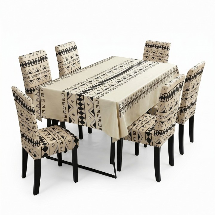 Set Mantel Antimanchas 140x220 + 6 Forros Sillas Elásticos