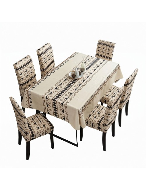 Set Mantel Antimanchas 140x220 + 6 Forros Sillas Elásticos