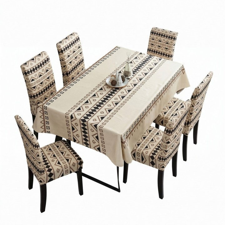 Set Mantel Antimanchas 140x220 + 6 Forros Sillas Elásticos