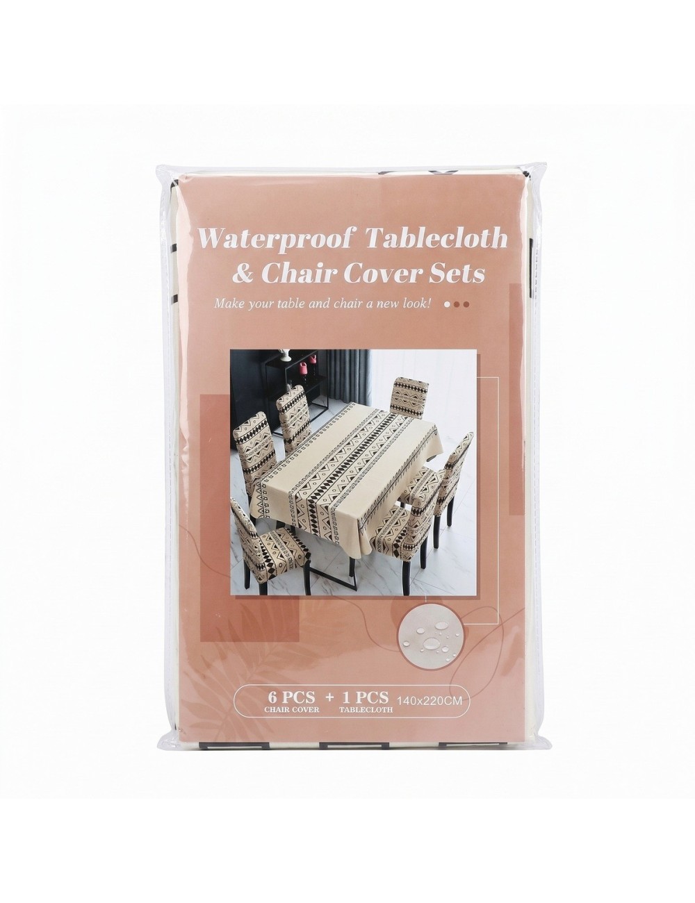 Set Mantel Antimanchas 140x220 + 6 Forros Sillas Elásticos