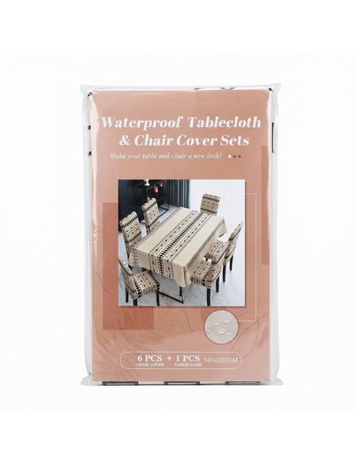 Set Mantel Antimanchas 140x220 + 6 Forros Sillas Elásticos