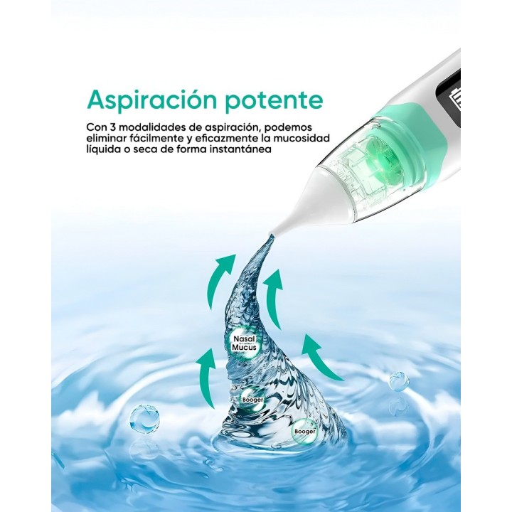 Aspirador Nasal Eléctrico Bebé Recargable 3 Niveles Succión