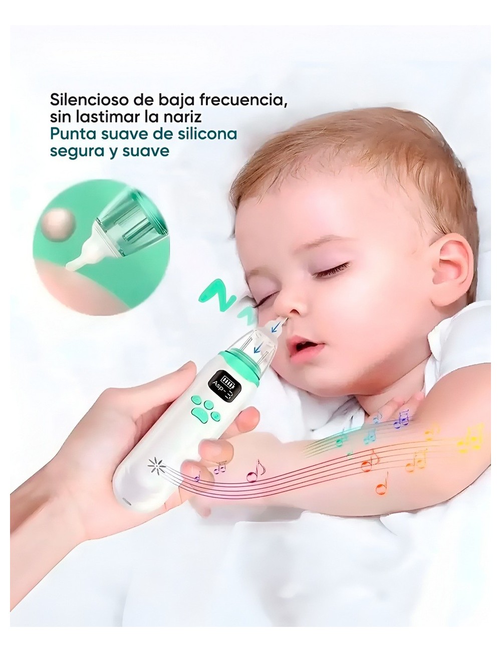 Aspirador Nasal Eléctrico Bebé Recargable 3 Niveles Succión