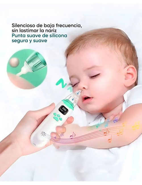 Aspirador Nasal Eléctrico Bebé Recargable 3 Niveles Succión