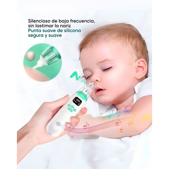 Aspirador Nasal Eléctrico Bebé Recargable 3 Niveles Succión