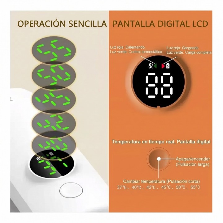 Calentador De Biberones Portátil Usb Digital Carga Rápida
