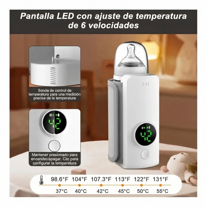 Calentador De Biberones Portátil Usb Digital Carga Rápida