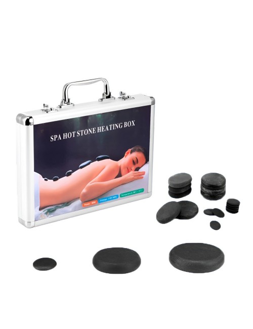 Kit 16 Piedras Volcánicas Masaje Spa Maletín Calentador 110v