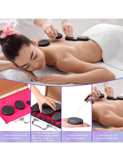 Kit 16 Piedras Volcánicas Masaje Spa Maletín Calentador 110v