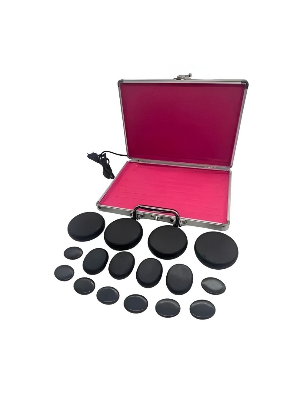 Kit 16 Piedras Volcánicas Masaje Spa Maletín Calentador 110v