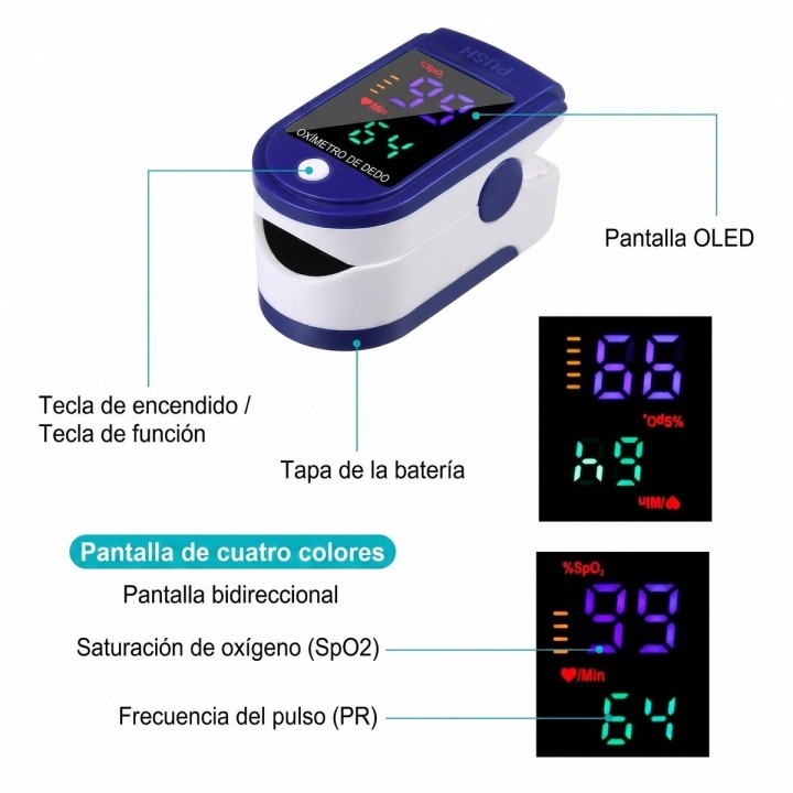 Oxímetro De Pulso Saturómetro Digital De Dedo Pantalla Oled