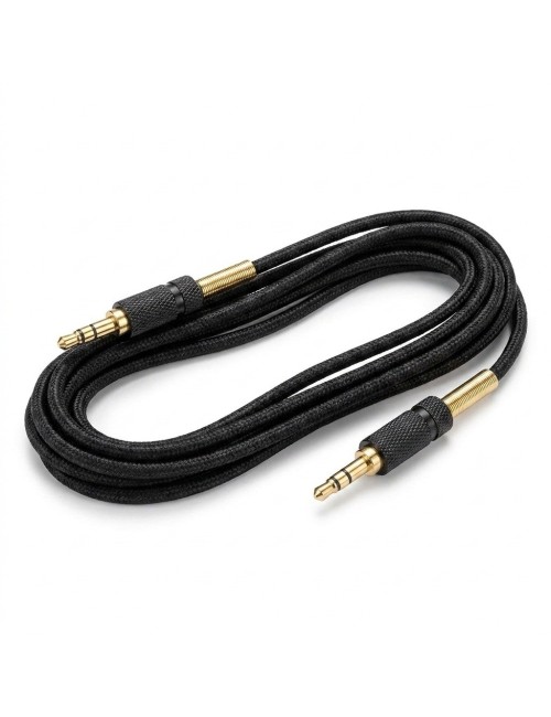 Cable Auxiliar 3.5mm 1m Nylon Trenzado Premium Punta Dorada