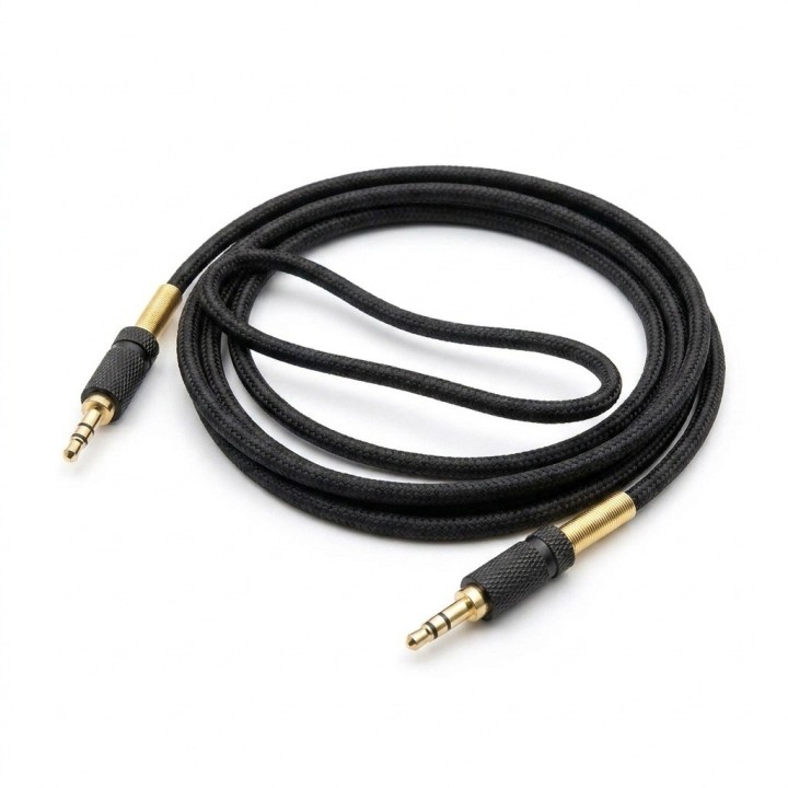 Cable Auxiliar 3.5mm 1m Nylon Trenzado Premium Punta Dorada