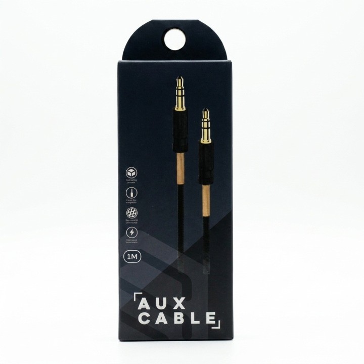 Cable Auxiliar 3.5mm 1m Nylon Trenzado Premium Punta Dorada