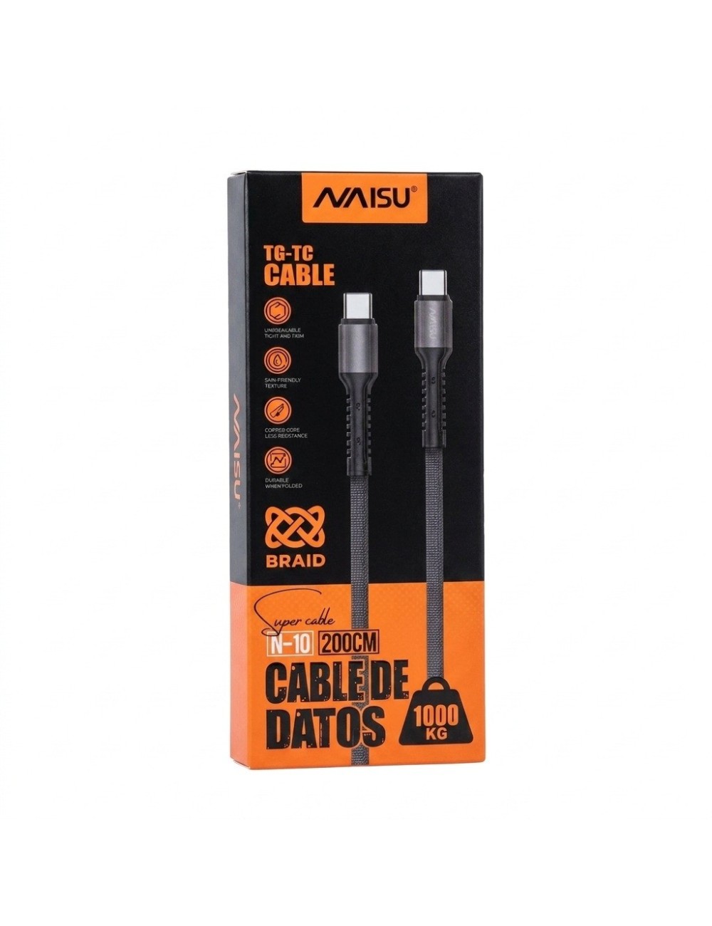 Cable Tipo C A Tipo C 2 Metros Carga Rapida N-10